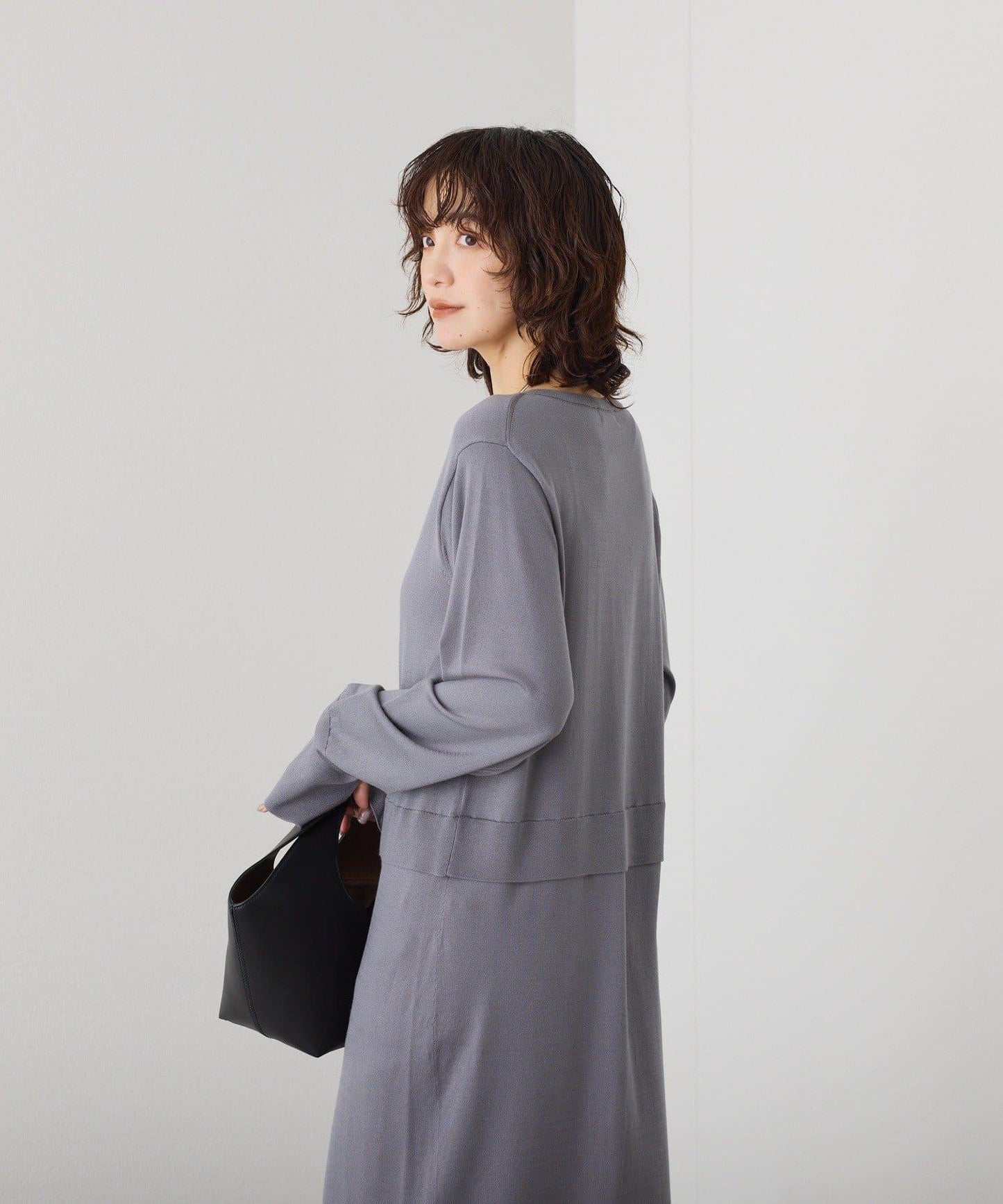 【可作外套穿著】層疊針織連衣裙