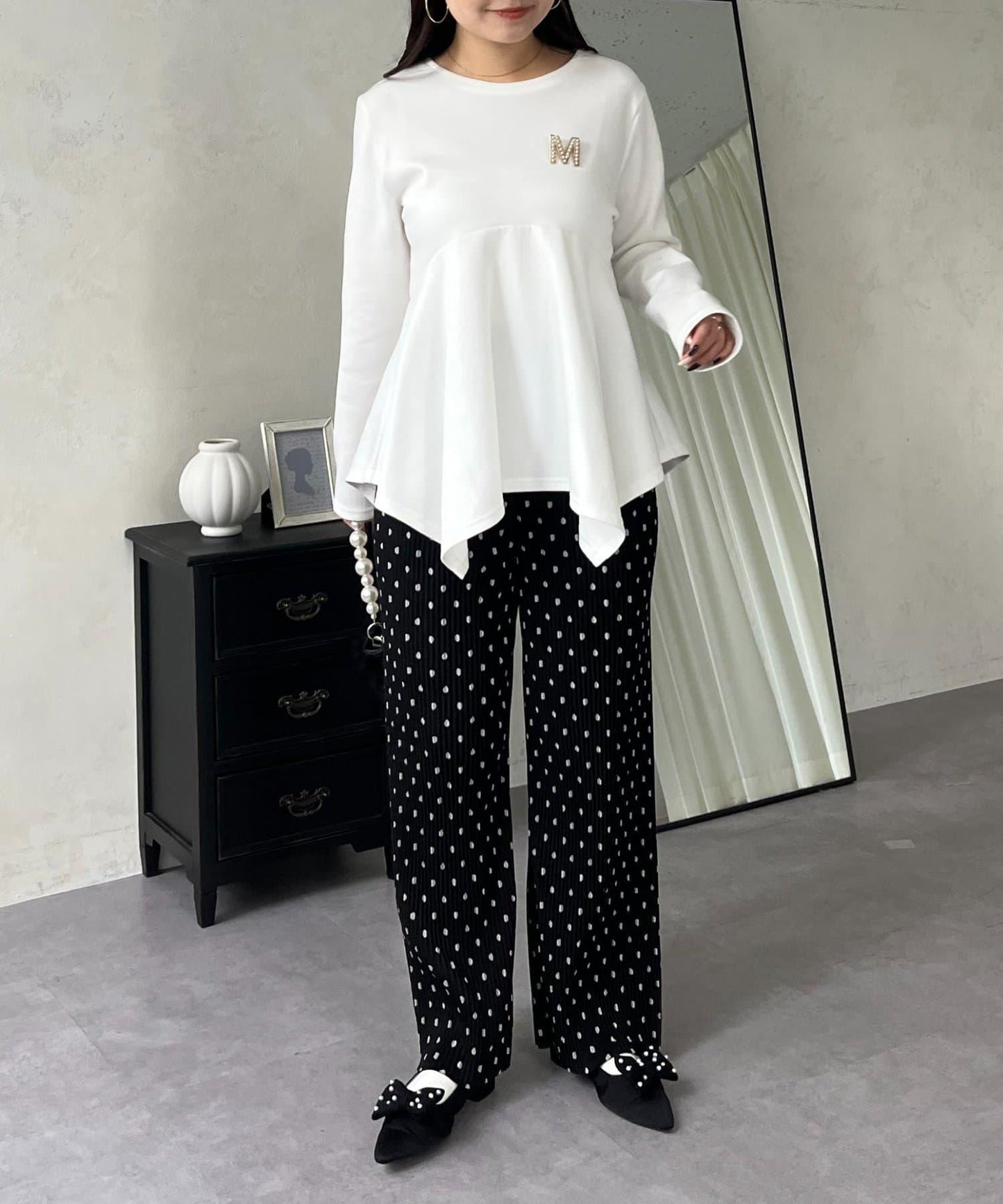 仿麂皮波點百褶褲