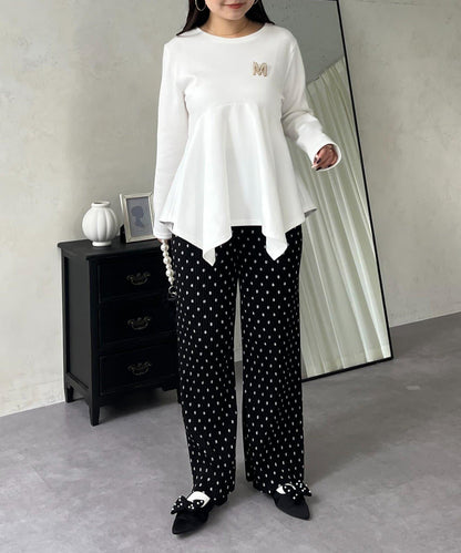 仿麂皮波點百褶褲