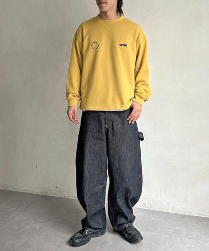 復古風格胸部刺繡泡泡袖衛衣