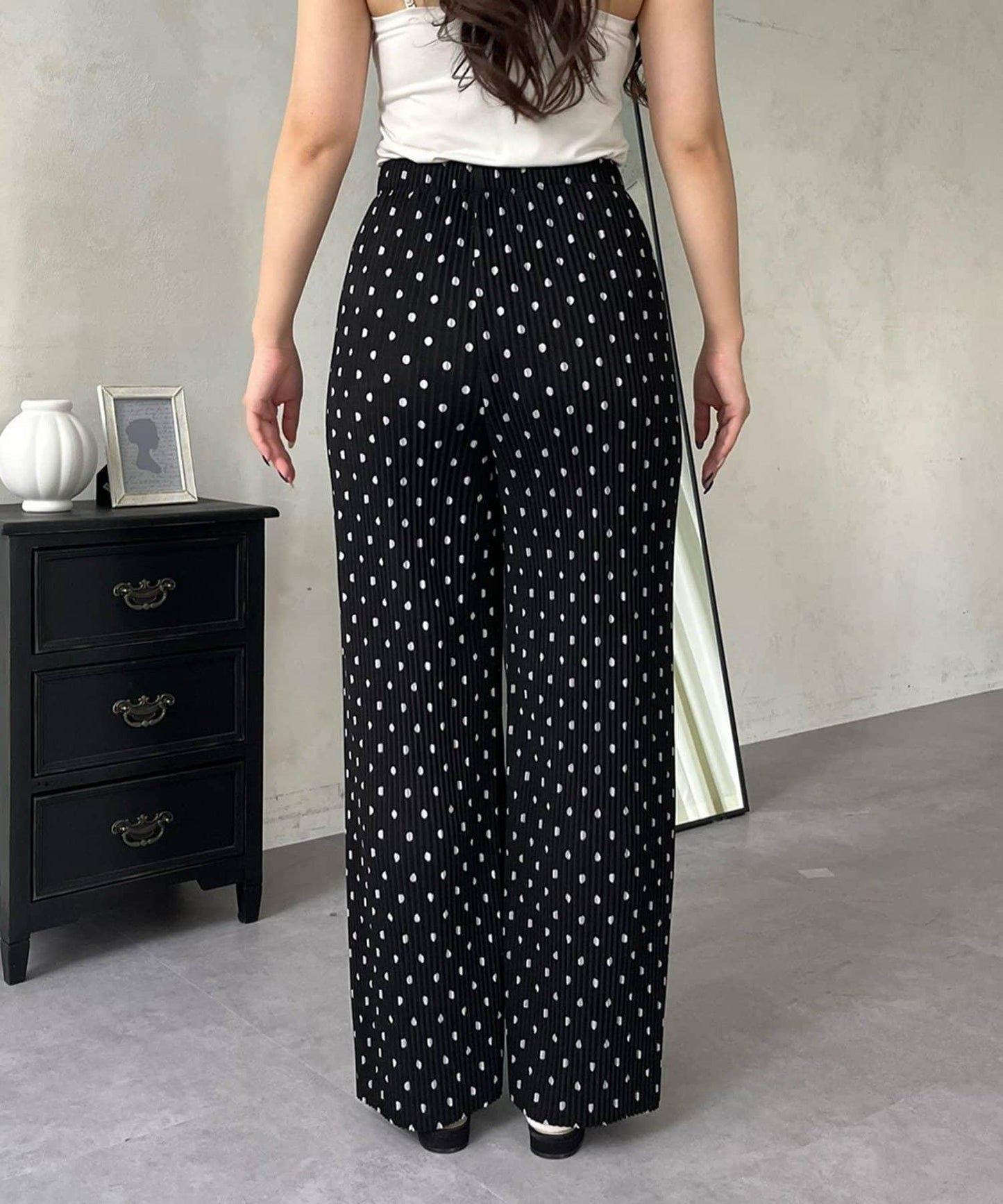 仿麂皮波點百褶褲