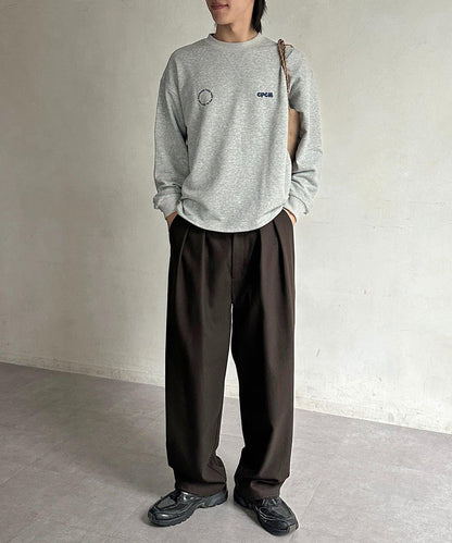 復古風格胸部刺繡泡泡袖衛衣