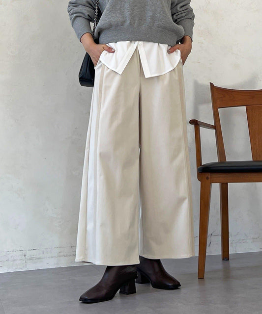 彈力磨毛羅紋拼接褲