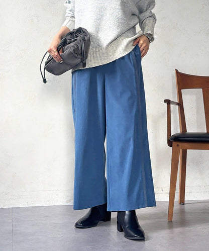 彈力磨毛羅紋拼接褲