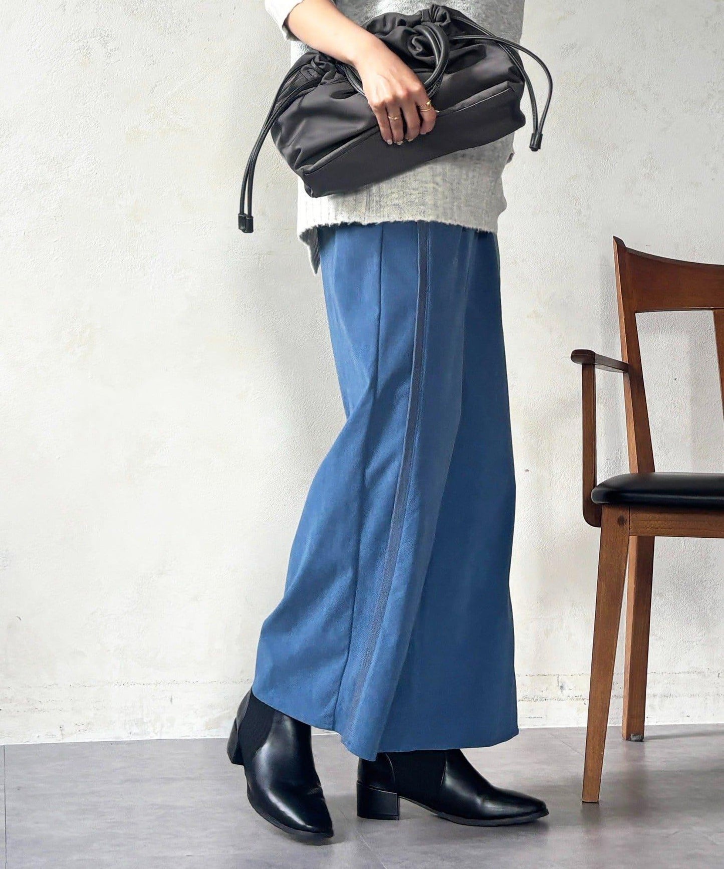 彈力磨毛羅紋拼接褲