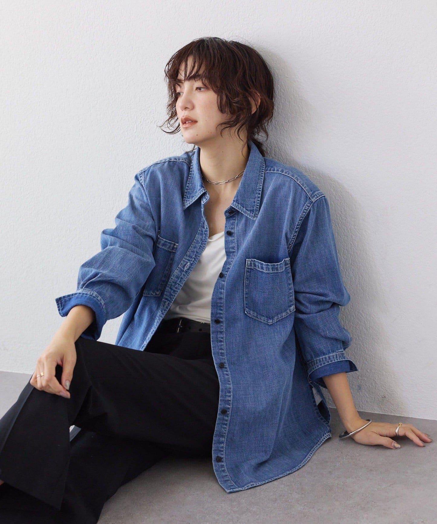 【RIMH】肩墊長款襯衫/預計1月下旬發貨