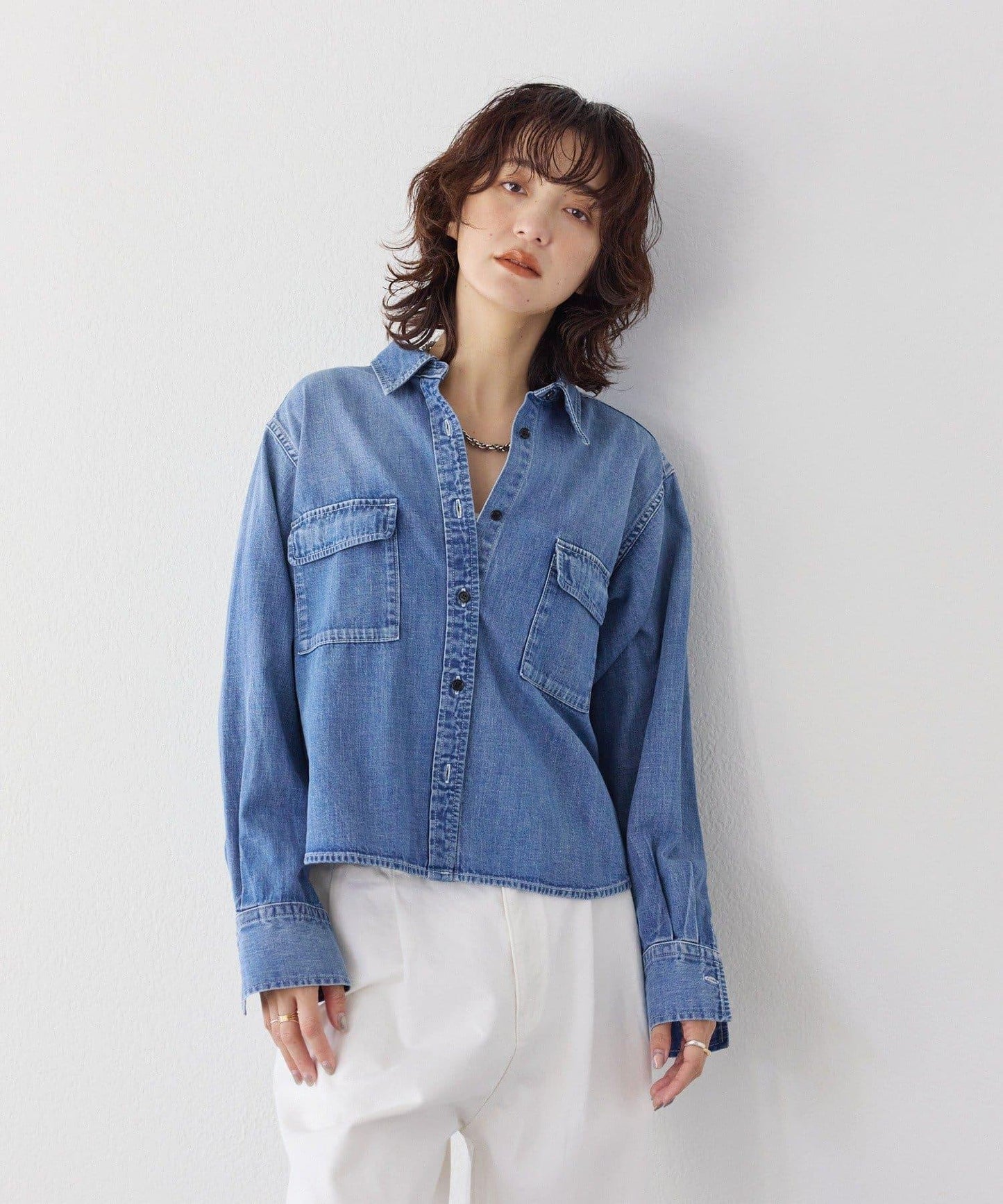 【RIMH】後襬荷葉邊短款襯衫/預計1月下旬發貨