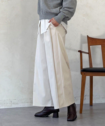 彈力磨毛羅紋拼接褲