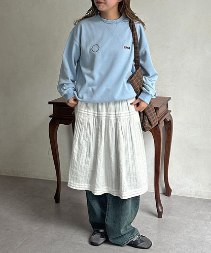 復古風格胸部刺繡泡泡袖衛衣