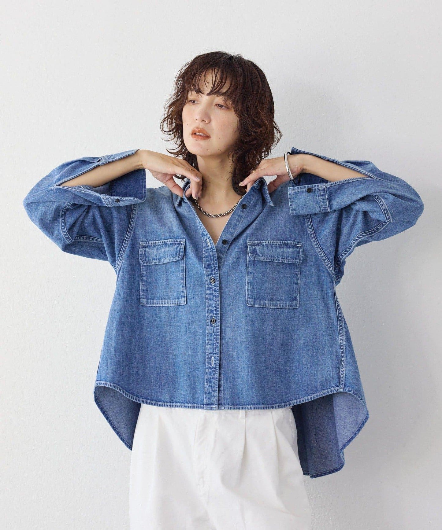 【RIMH】後襬荷葉邊短款襯衫/預計1月下旬發貨