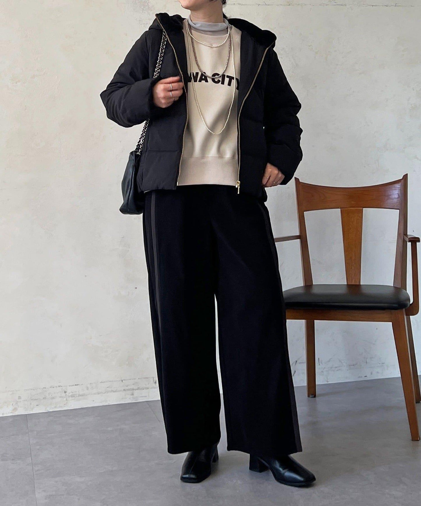 彈力磨毛羅紋拼接褲