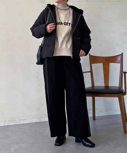 彈力磨毛羅紋拼接褲