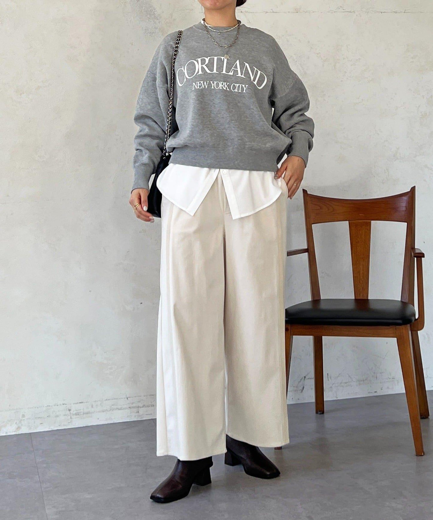 彈力磨毛羅紋拼接褲