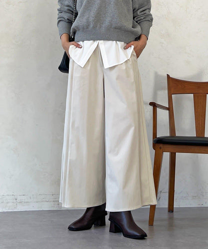 彈力磨毛羅紋拼接褲