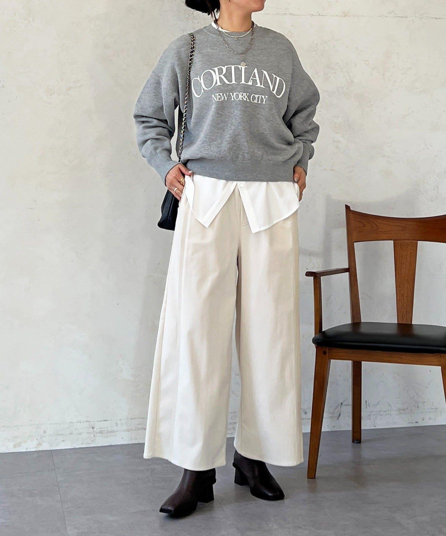 彈力磨毛羅紋拼接褲