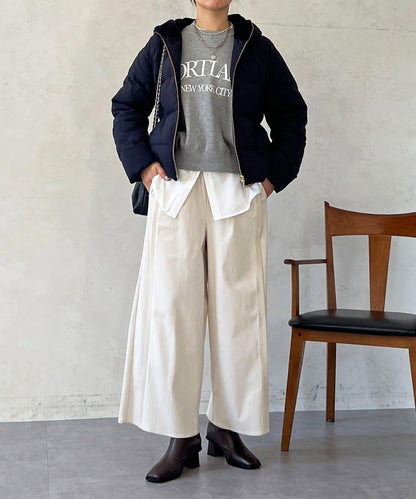 彈力磨毛羅紋拼接褲