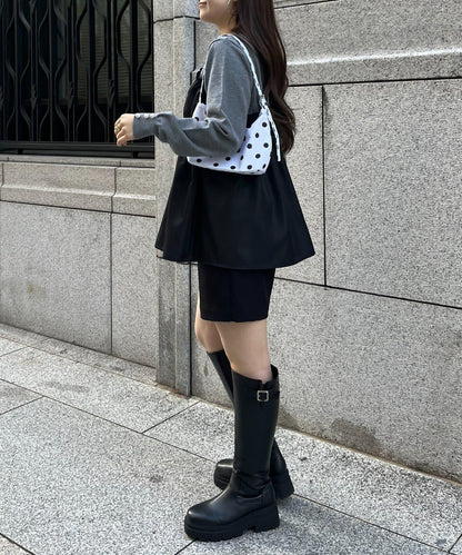 褶皺吊帶拼接荷葉邊針織衫