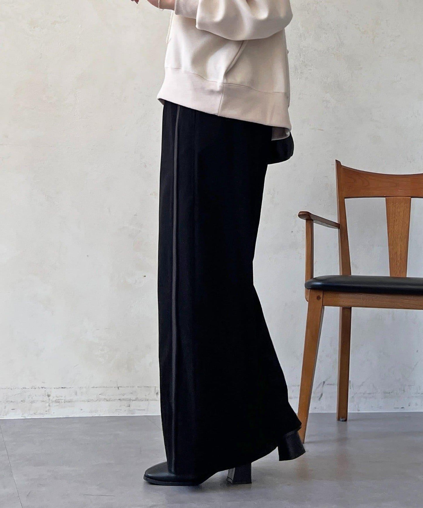 彈力磨毛羅紋拼接褲