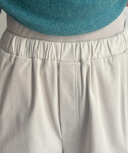 彈力磨毛羅紋拼接褲