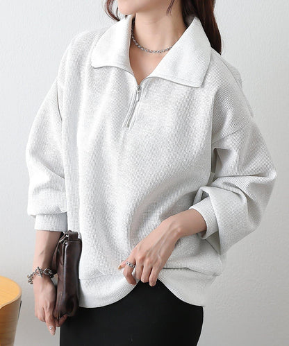 亮片紗半拉鍊套頭衫