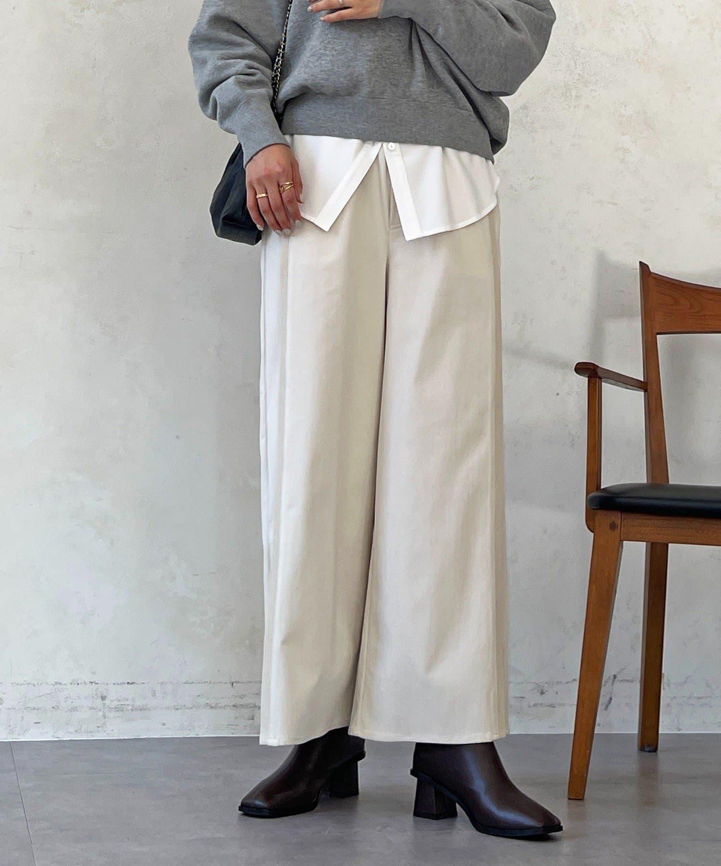 彈力磨毛羅紋拼接褲