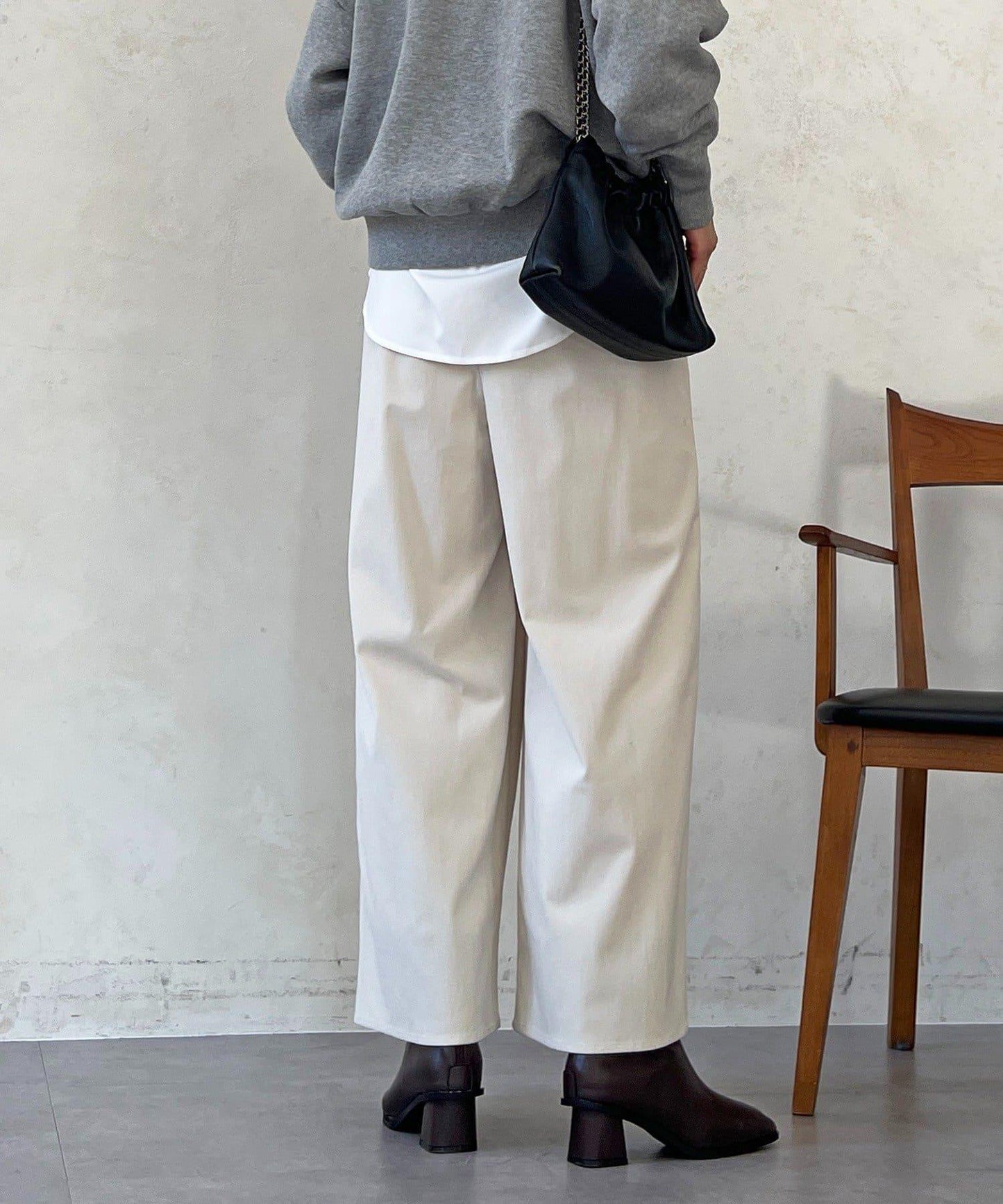 彈力磨毛羅紋拼接褲