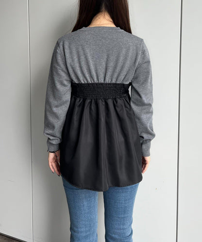 褶皺吊帶拼接荷葉邊針織衫