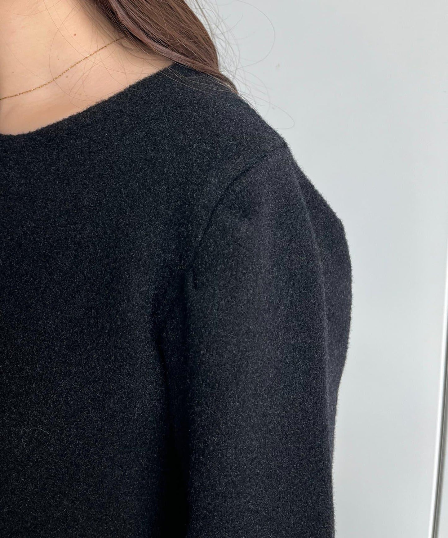 下襬氣球珍珠紐扣拼接荷葉邊針織衫