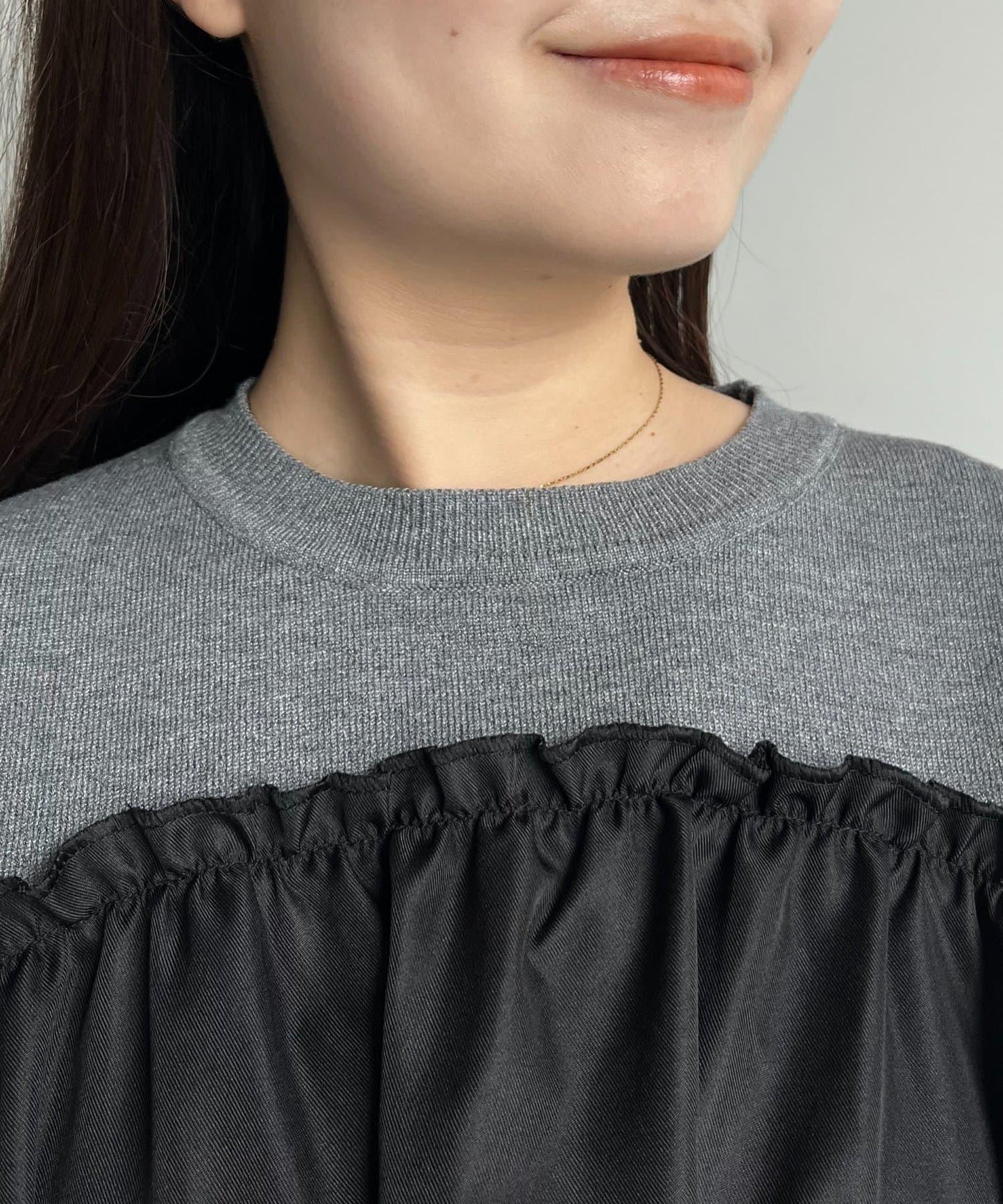 褶皺吊帶拼接荷葉邊針織衫