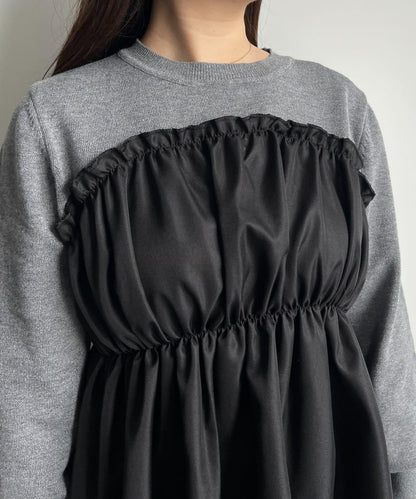 褶皺吊帶拼接荷葉邊針織衫