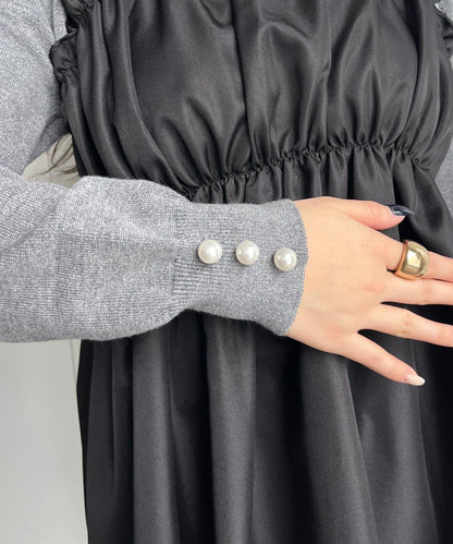 褶皺吊帶拼接荷葉邊針織衫