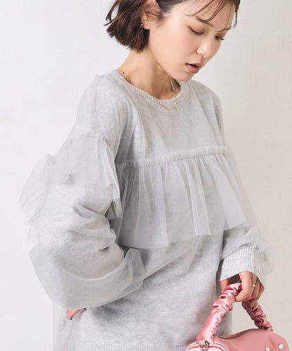 網紗拼接疊穿針織衫