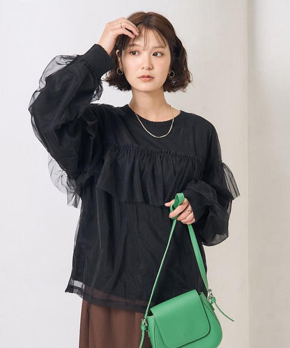 網紗拼接疊穿針織衫