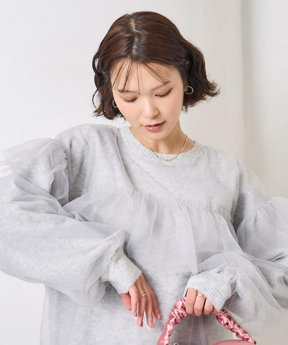 網紗拼接疊穿針織衫