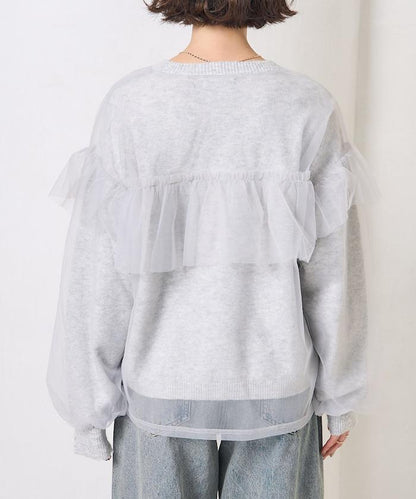 網紗拼接疊穿針織衫