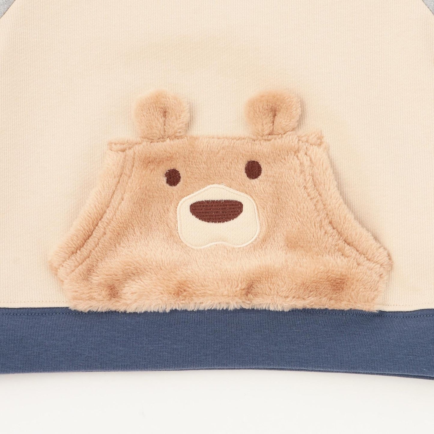 熊長袖T恤拼接條紋褲套裝