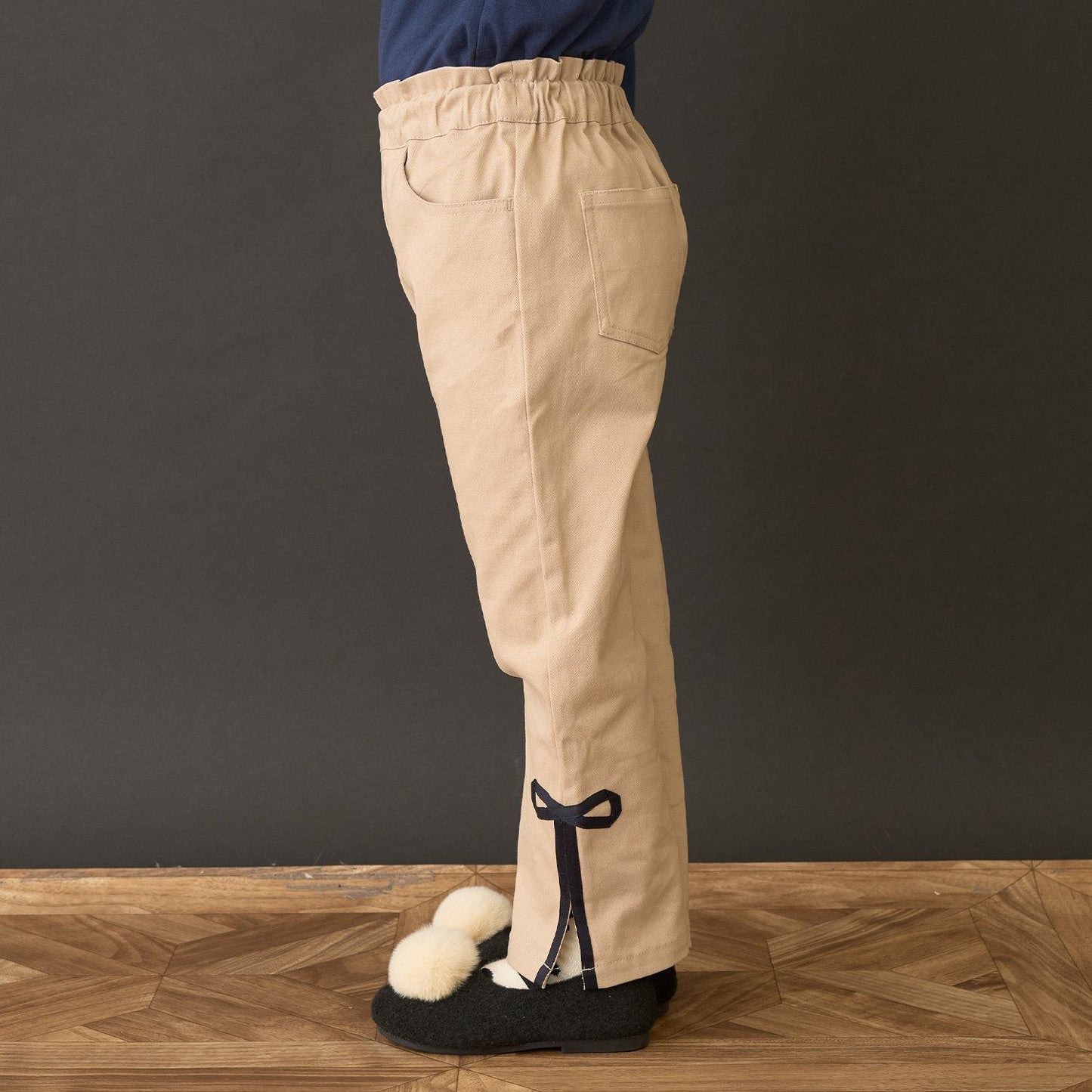 裝飾蝴蝶結側開叉彈力褲