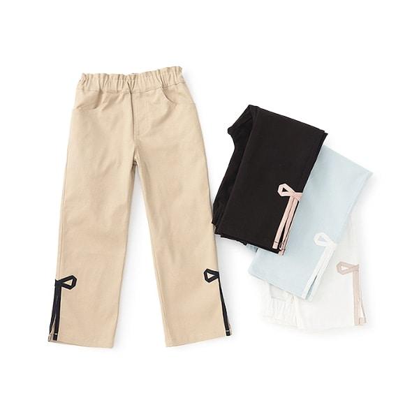 裝飾蝴蝶結側開叉彈力褲