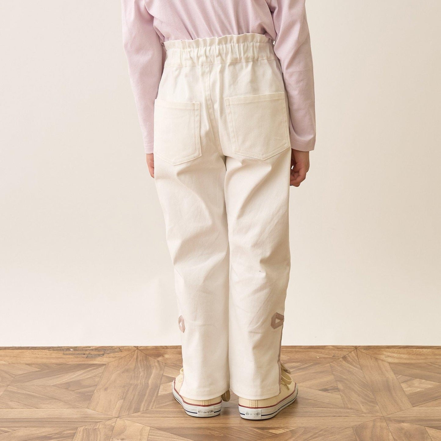 裝飾蝴蝶結側開叉彈力褲