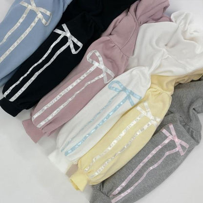 【可成套搭配】【防起球加絨】蝴蝶結條紋全拉鍊衛衣