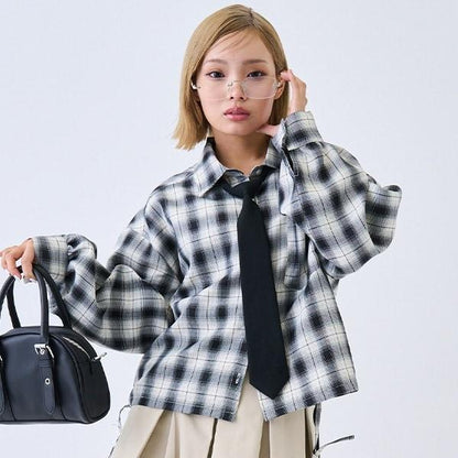 【LTXC】附內搭格子襯衫