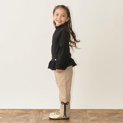 裝飾蝴蝶結側開叉彈力褲