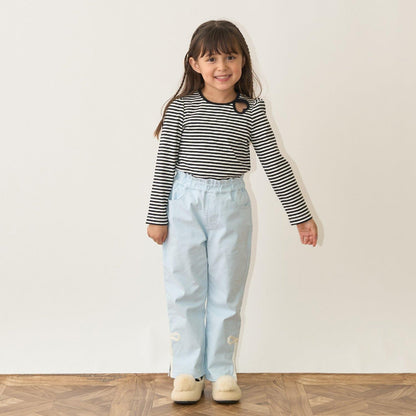 裝飾蝴蝶結側開叉彈力褲