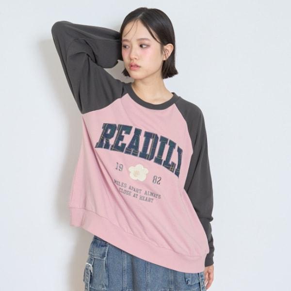 【7days】拼色格紋標誌衛衣