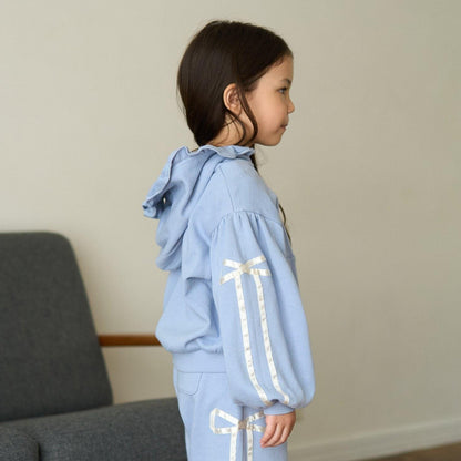 【可成套搭配】【防起球加絨】蝴蝶結條紋全拉鍊衛衣