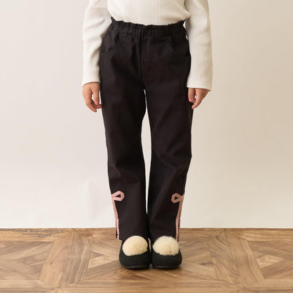 裝飾蝴蝶結側開叉彈力褲