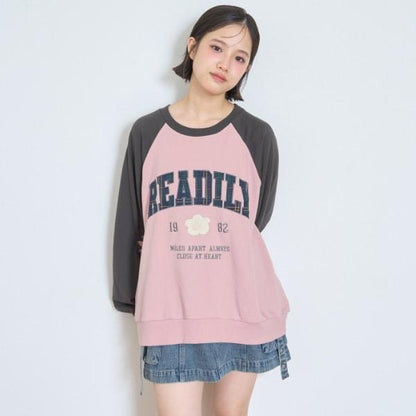 【7days】拼色格紋標誌衛衣