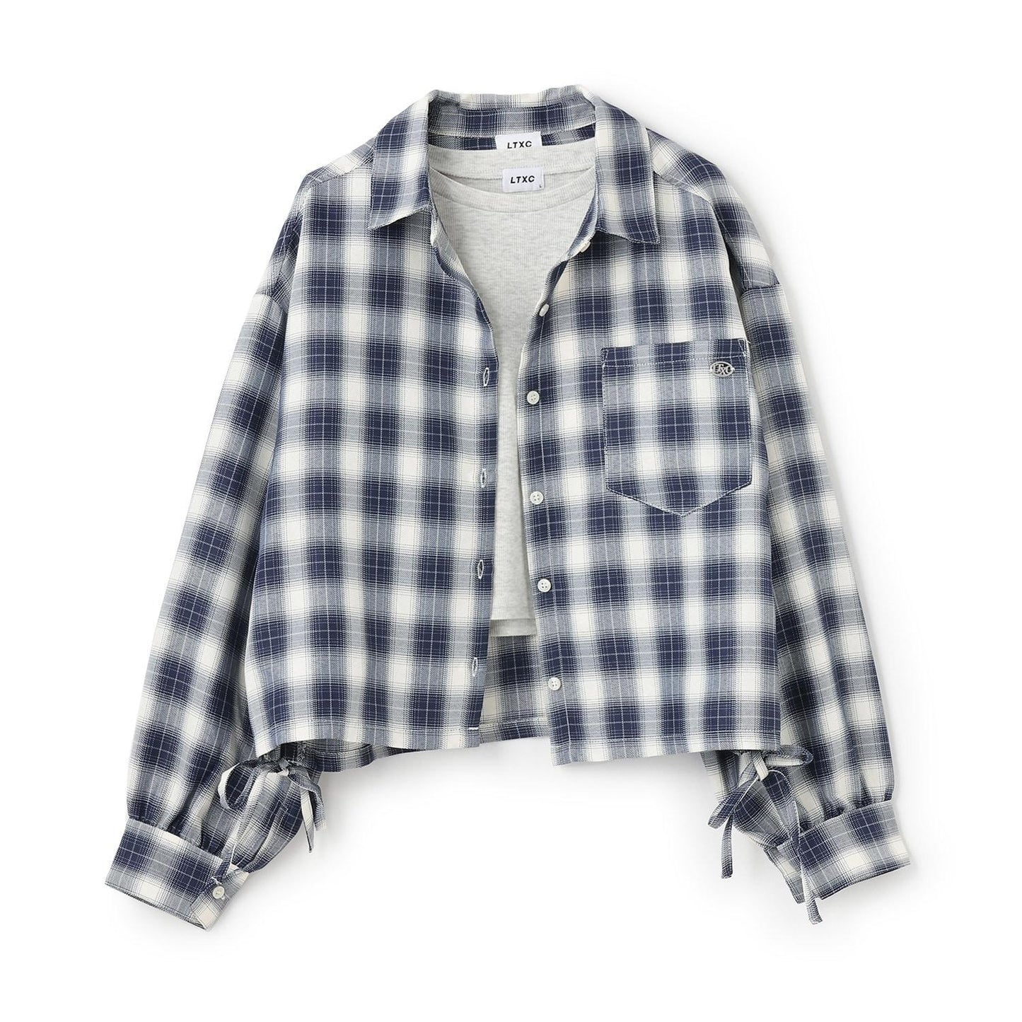 【LTXC】附內搭格子襯衫