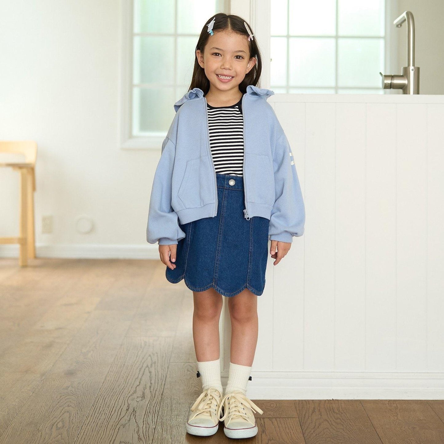 【可成套搭配】【防起球加絨】蝴蝶結條紋全拉鍊衛衣