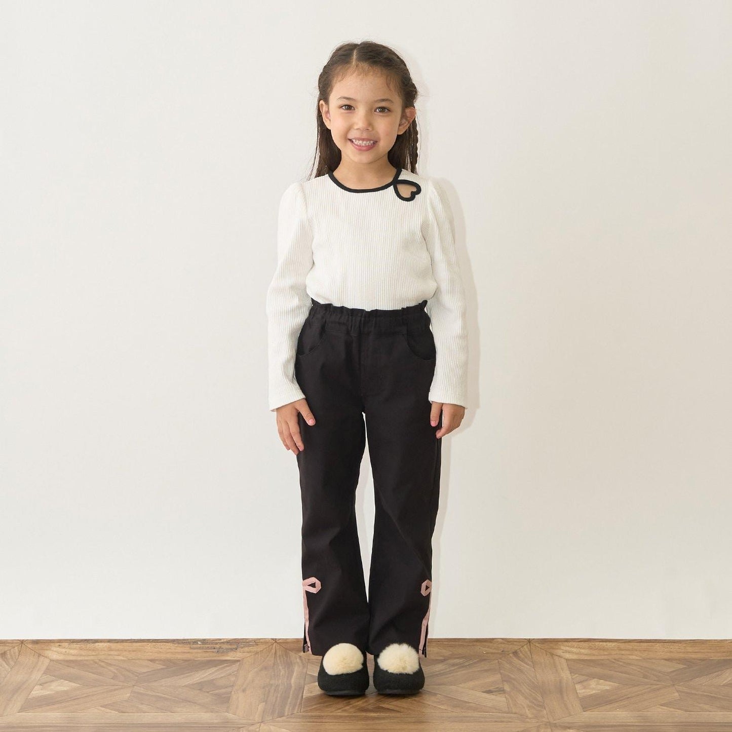 裝飾蝴蝶結側開叉彈力褲